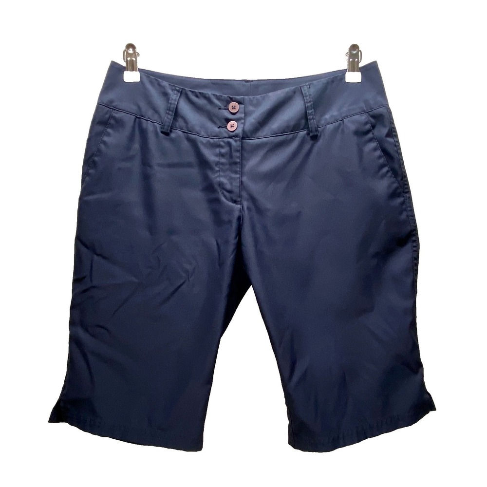 Adidas Climalite Bermuda Shorts Women's 6 Navy Golf Activewear 10" Inseam EUC